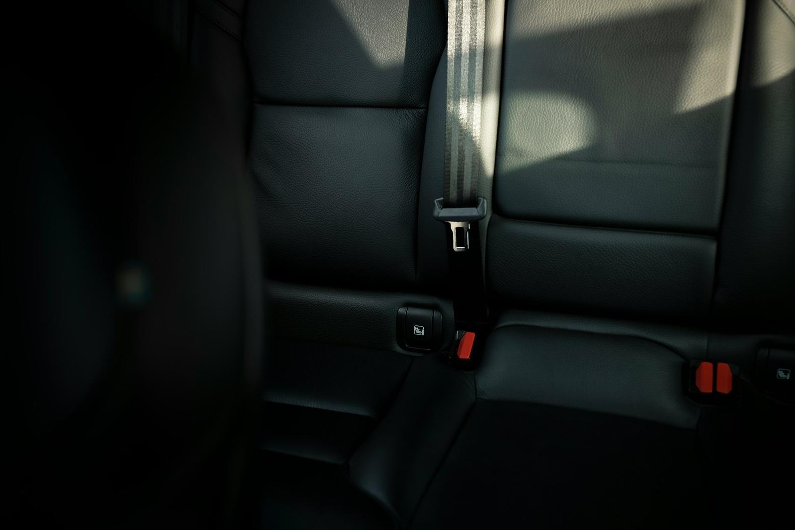 Black leather rear seat of a luxury car